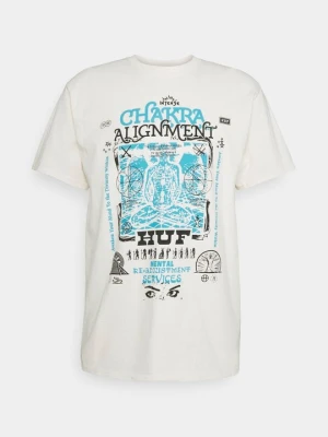 T-shirt z nadrukiem HUF mleczny