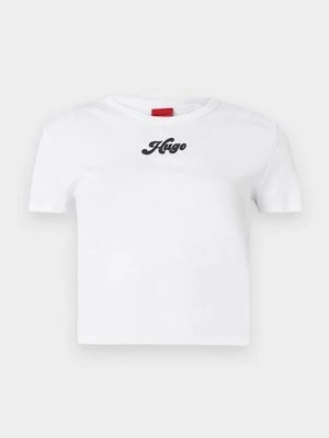 T-shirt z nadrukiem Hugo mleczny