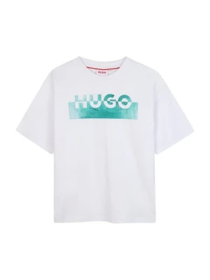 T-shirt z nadrukiem Hugo biały