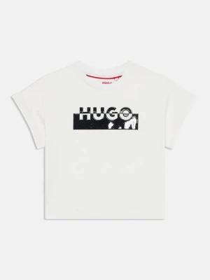 T-shirt z nadrukiem Hugo biały