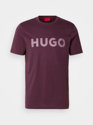 T-shirt z nadrukiem Hugo brązowy