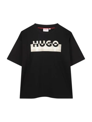 T-shirt z nadrukiem Hugo czarny