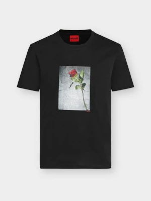 T-shirt z nadrukiem Hugo czarny