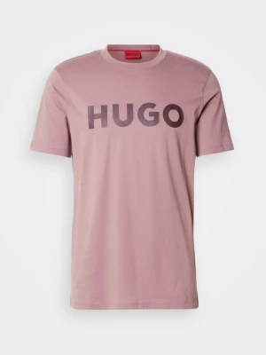 T-shirt z nadrukiem Hugo jasnobrązowy