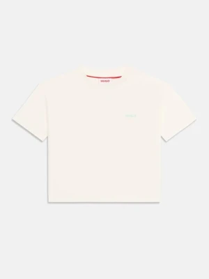 T-shirt z nadrukiem Hugo mleczny
