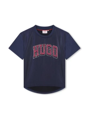 T-shirt z nadrukiem Hugo niebieski