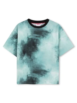 T-shirt z nadrukiem Hugo turkusowy