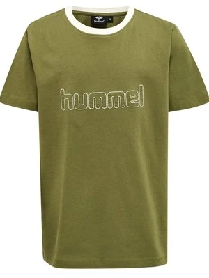 T-shirt z nadrukiem Hummel oliwkowy
