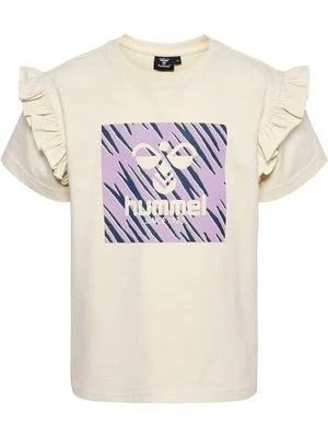 T-shirt z nadrukiem Hummel piaskowy