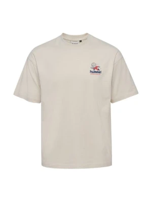 T-shirt z nadrukiem Hummel mleczny