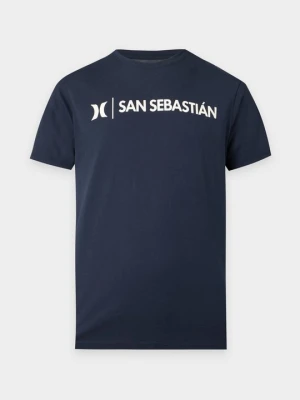 T-shirt z nadrukiem Hurley niebieski