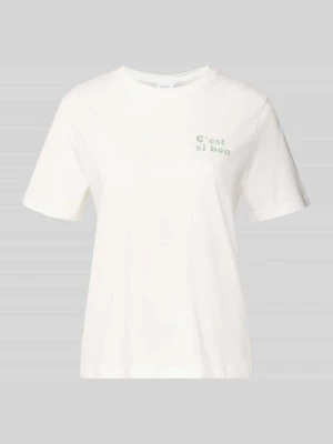 t-shirt z nadrukiem i okrągły dekolt model 'SYBILLA' Vila Biały