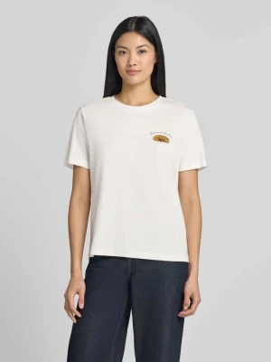 t-shirt z nadrukiem i okrągłym dekoltem model 'SYBILLA CHOCO' Vila Biały