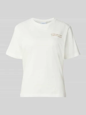 t-shirt z nadrukiem i okrągłym dekoltem model 'SYBILLA CHOCO' Vila Biały