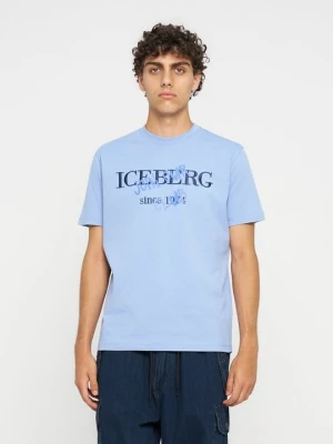 T-shirt z nadrukiem Iceberg jasnoniebieski