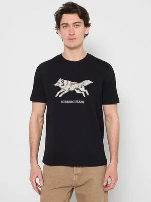 T-shirt z nadrukiem Iceberg czarny