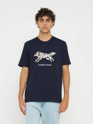 T-shirt z nadrukiem Iceberg niebieski