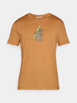 T-shirt z nadrukiem Icebreaker brązowy