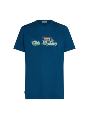 T-shirt z nadrukiem Icebreaker granatowy