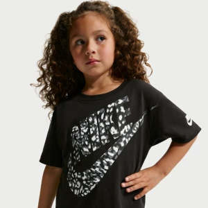 T-shirt z nadrukiem imitującym zwierzęce umaszczenie dla małych dzieci Nike - Czerń