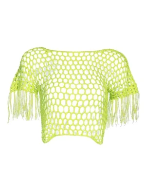 T-shirt z nadrukiem IZIA żółty neon
