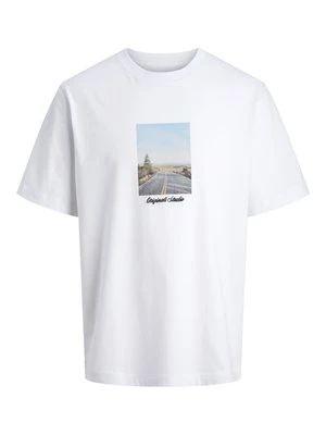 T-shirt z nadrukiem Jack&Jones biały