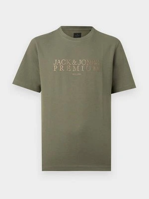 T-shirt z nadrukiem Jack&Jones oliwkowy