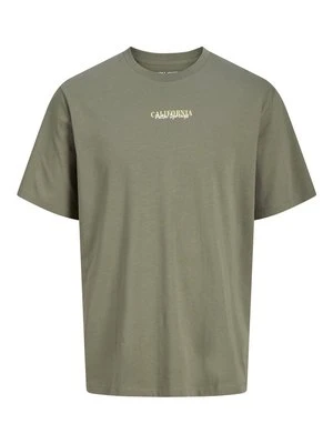 T-shirt z nadrukiem Jack&Jones oliwkowy