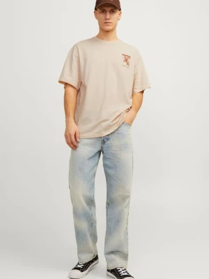 T-shirt z nadrukiem Jack&Jones beżowy