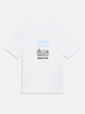 T-shirt z nadrukiem Jack&Jones biały