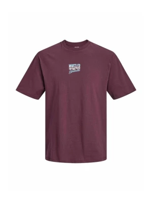 T-shirt z nadrukiem Jack&Jones bordowy