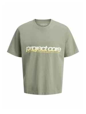 T-shirt z nadrukiem Jack&Jones ciemnozielony