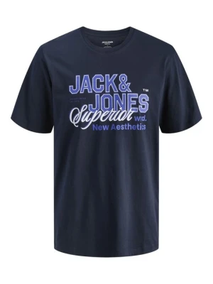 T-shirt z nadrukiem Jack&Jones granatowy