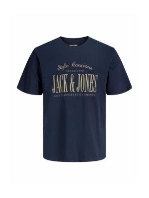 T-shirt z nadrukiem Jack&Jones granatowy