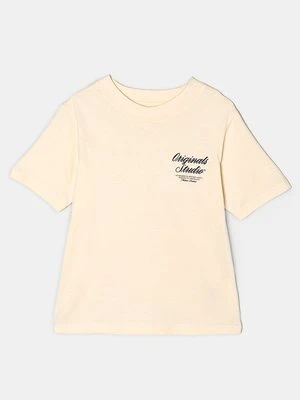 T-shirt z nadrukiem Jack&Jones mleczny