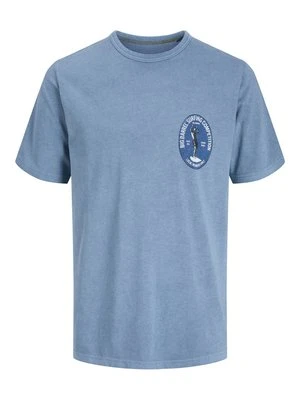 T-shirt z nadrukiem Jack&Jones niebieski