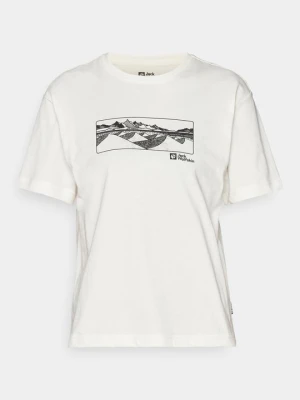 T-shirt z nadrukiem Jack Wolfskin mleczny