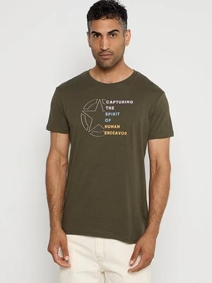 T-shirt z nadrukiem Jeep zielony