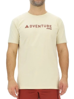 T-shirt z nadrukiem Jeep beżowy