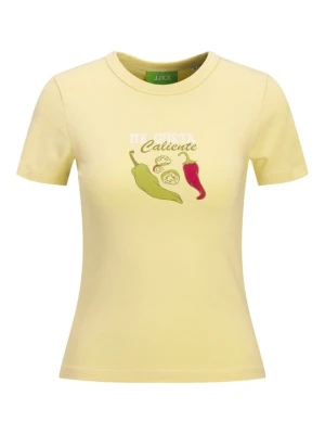 T-shirt z nadrukiem JJXX jasnożółty