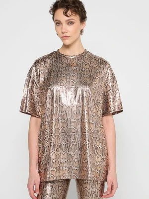 T-shirt z nadrukiem Just Cavalli beżowy