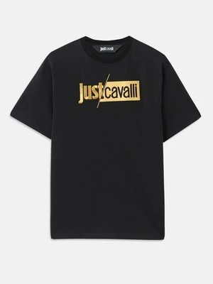 T-shirt z nadrukiem Just Cavalli czarny