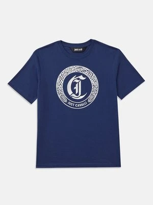 T-shirt z nadrukiem Just Cavalli niebieski