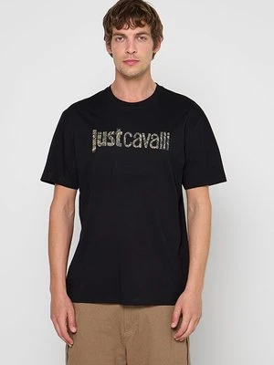 T-shirt z nadrukiem Just Cavalli czarny
