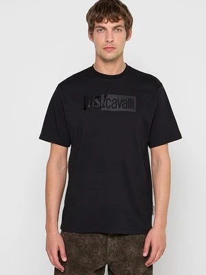 T-shirt z nadrukiem Just Cavalli czarny