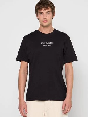 T-shirt z nadrukiem Just Cavalli czarny