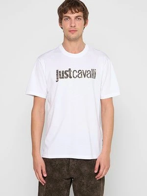 T-shirt z nadrukiem Just Cavalli biały