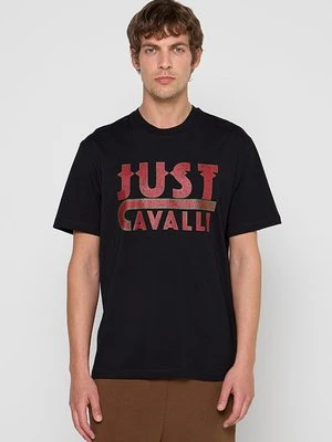 T-shirt z nadrukiem Just Cavalli czarny