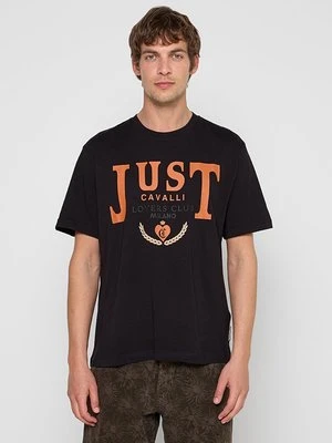 T-shirt z nadrukiem Just Cavalli czarny
