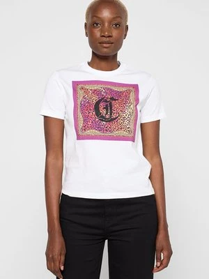 T-shirt z nadrukiem Just Cavalli biały